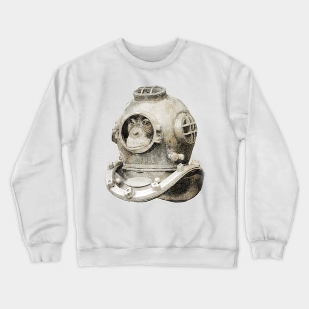 Scuba Diving Ape Crewneck Sweatshirt by primate